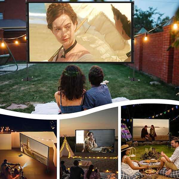 Outdoor-Projector-Screen-with-Stand - 120 inch Portable Projector Screen Indoor Outdoor Projector Screens 16:9 4K HD Lightweight Movie Screen with Carry Bag for Backyard Movie Night - Image 8