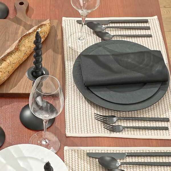 KINGSTONE 40 Pcs Black Hammered Silverware Set for 8, 18/10 Stainless Steel Heavy Duty Flatware Set, Tableware Cutlery Utensil Sets for Home Restaurant Dishwasher Safe - Image 2