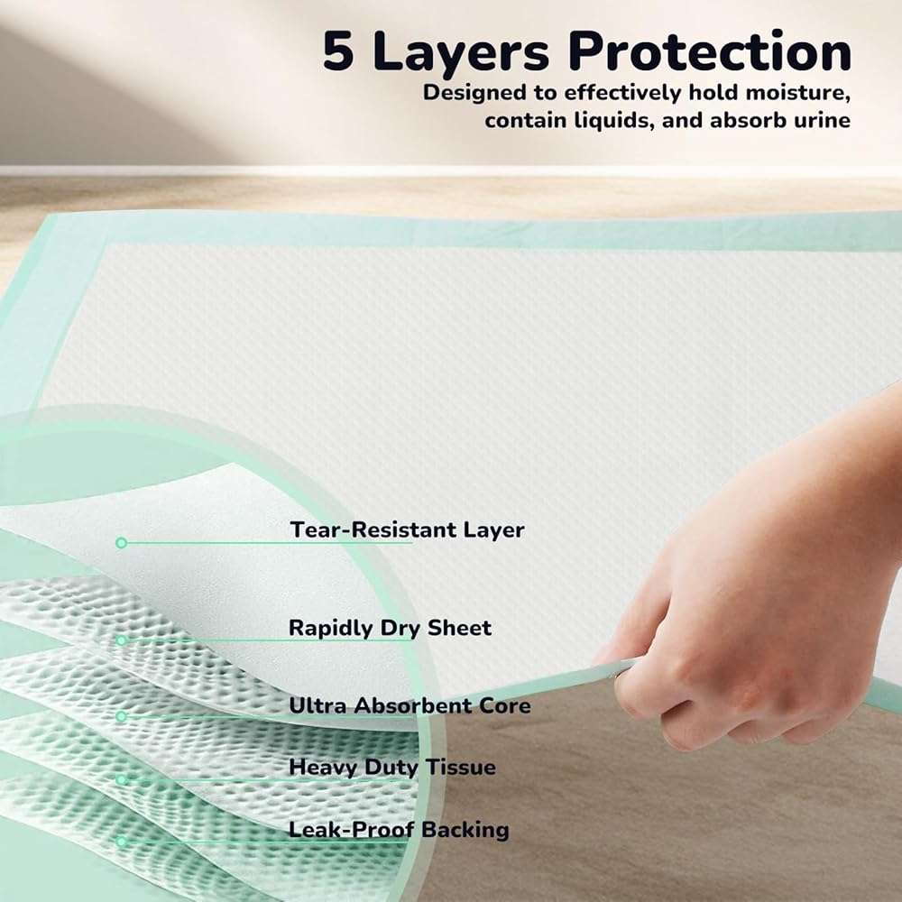 80PCS Pet Training and Puppy Pads - 24"x24" Disposable Waterproof Puppy Pee Pads - Maximum Absorption and Protection - Image 4