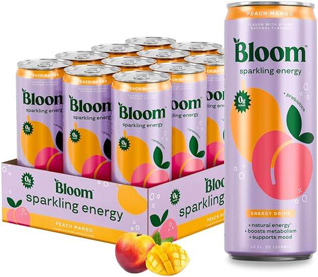 Bloom Nutrition Sparkling Energy Drink - Natural Caffeine, Zero Sugar, 180mg Caffeine - Antioxidant-Rich w/Green Coffee Bean, Green Tea Extract, Prebiotics - 12oz 12 pk - Image 1