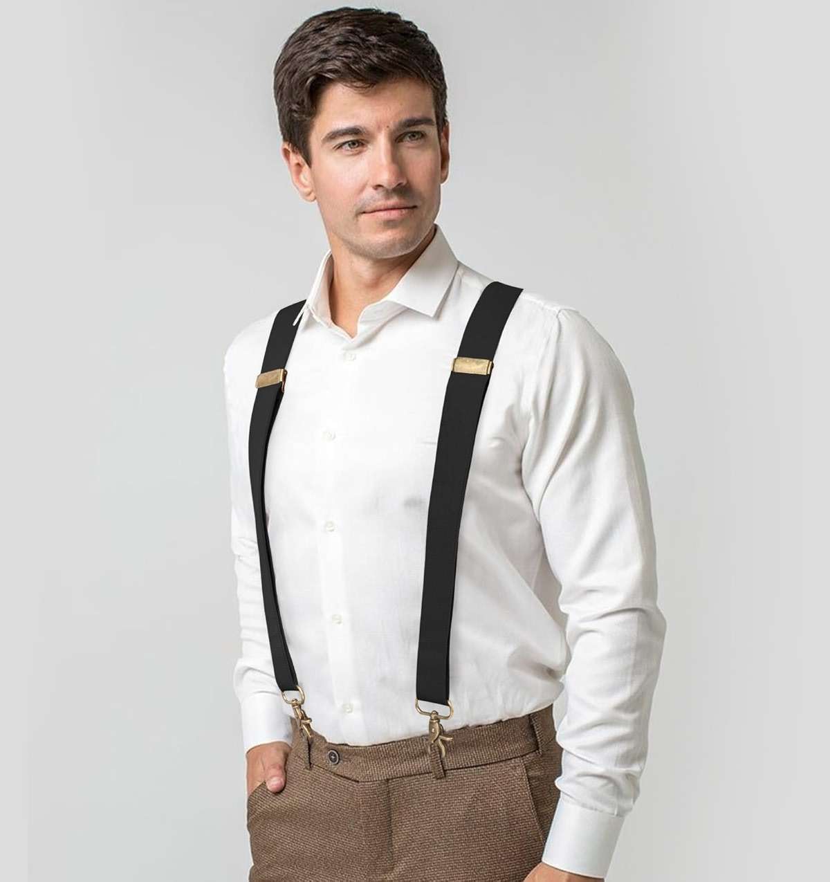 Fasker Suspenders for Men Heavy Duty 1.4 Inch Adjustable Elastic Straps X-Back Mens Suspenders - Image 2