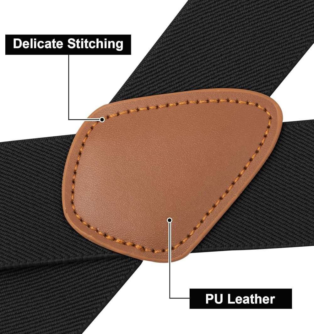 Fasker Suspenders for Men Heavy Duty 1.4 Inch Adjustable Elastic Straps X-Back Mens Suspenders - Image 4