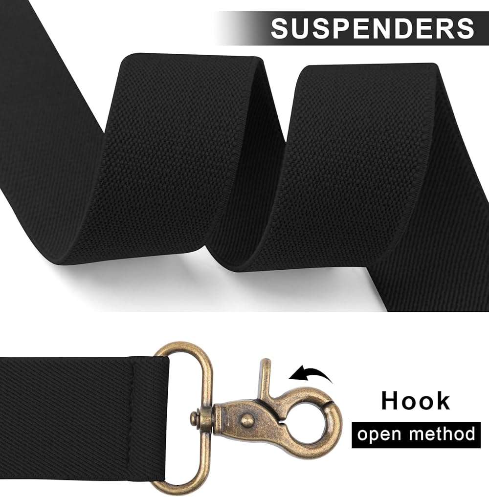 Fasker Suspenders for Men Heavy Duty 1.4 Inch Adjustable Elastic Straps X-Back Mens Suspenders - Image 5