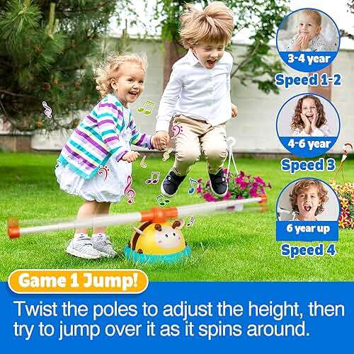 Billeeit 2-in-1 Musical Jump and Toss Ring Game Toy, Indoor and Outside Jump Toy for Kids Ages 4-8 and Toddler 1-3, 3-5, Christmas Boys and Girls Birthday Gift w/4 Speeds and Remote Control - Image 3