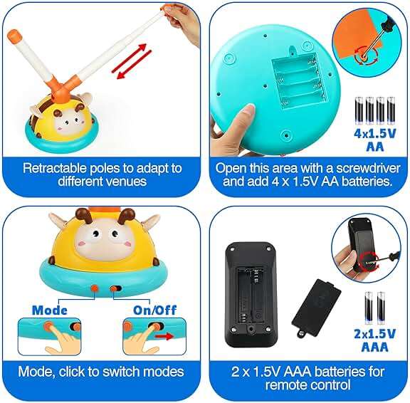 Billeeit 2-in-1 Musical Jump and Toss Ring Game Toy, Indoor and Outside Jump Toy for Kids Ages 4-8 and Toddler 1-3, 3-5, Christmas Boys and Girls Birthday Gift w/4 Speeds and Remote Control - Image 7