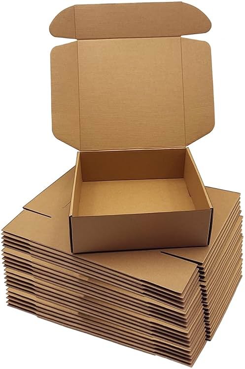 10x10x3 inch Shipping Boxes,Bulk 20 Pack,Brown Corrugated Mailers Cardboard Literature Mailer Box for Packaging Business, Mailing,Moving and Storage,Small Gift Boxes for Wrapping Mailing Present - Product Image