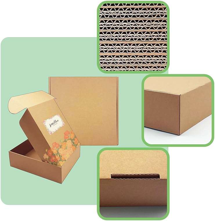 10x10x3 inch Shipping Boxes,Bulk 20 Pack,Brown Corrugated Mailers Cardboard Literature Mailer Box for Packaging Business, Mailing,Moving and Storage,Small Gift Boxes for Wrapping Mailing Present - Image 3