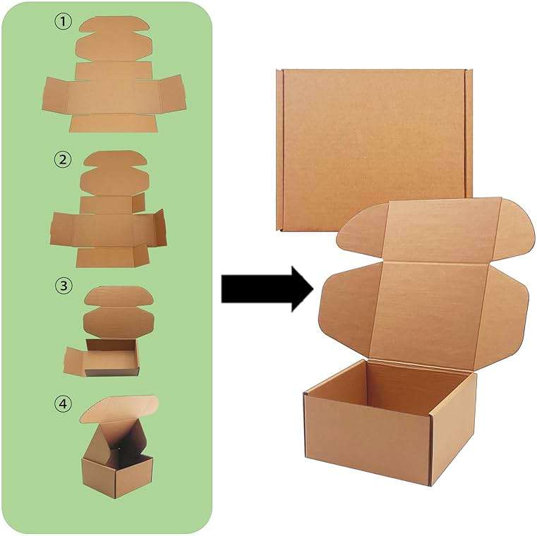 10x10x3 inch Shipping Boxes,Bulk 20 Pack,Brown Corrugated Mailers Cardboard Literature Mailer Box for Packaging Business, Mailing,Moving and Storage,Small Gift Boxes for Wrapping Mailing Present - Image 5