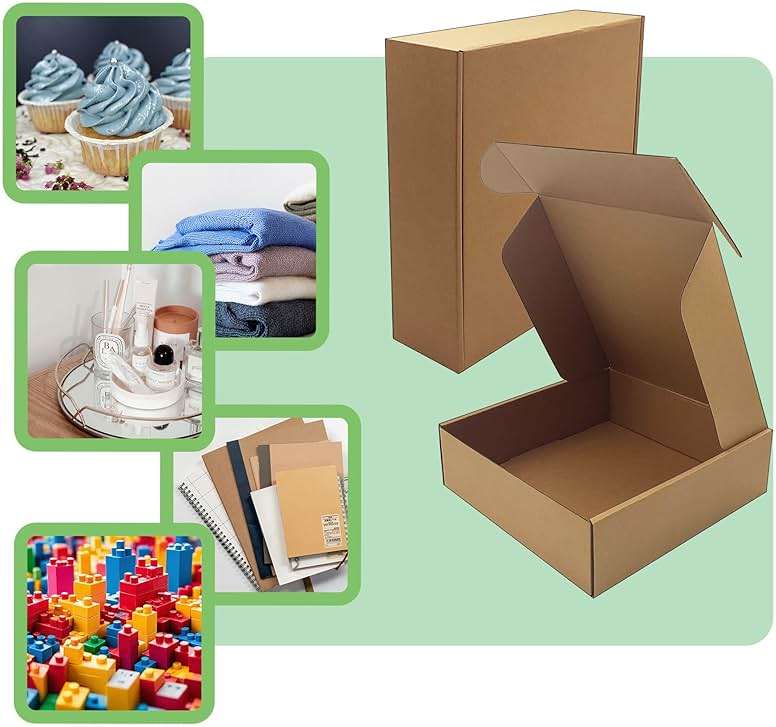 10x10x3 inch Shipping Boxes,Bulk 20 Pack,Brown Corrugated Mailers Cardboard Literature Mailer Box for Packaging Business, Mailing,Moving and Storage,Small Gift Boxes for Wrapping Mailing Present - Image 6