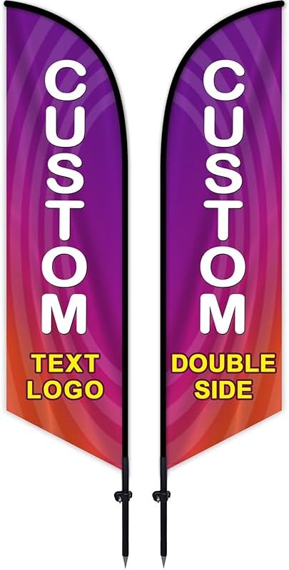 Custom Advertising Feather Flags for Business Outside, Personalized Single/Double Sided Feather Banner Flags with Text Logo, Customized Open Swooper Flag (50200cm/1.66.6FT) - Product Image