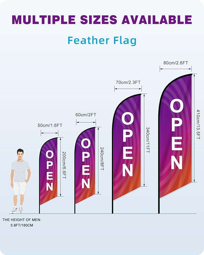 Custom Advertising Feather Flags for Business Outside, Personalized Single/Double Sided Feather Banner Flags with Text Logo, Customized Open Swooper Flag (50200cm/1.66.6FT) - Image 3