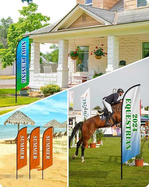 Custom Advertising Feather Flags for Business Outside, Personalized Single/Double Sided Feather Banner Flags with Text Logo, Customized Open Swooper Flag (50200cm/1.66.6FT) - Image 6