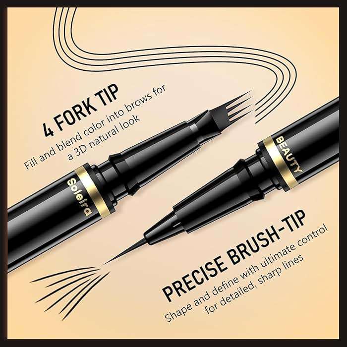 Eyebrow Pen, Soleira Waterproof Eyebrow Pencil with 4 Tip Microblading Eyebrow Pen and Dual-ended Eyebrows Brush, for Natural-Looking Brows, Long-Lasting, Blonde - Image 3