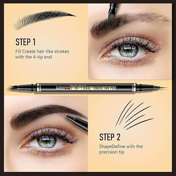Eyebrow Pen, Soleira Waterproof Eyebrow Pencil with 4 Tip Microblading Eyebrow Pen and Dual-ended Eyebrows Brush, for Natural-Looking Brows, Long-Lasting, Blonde - Image 5