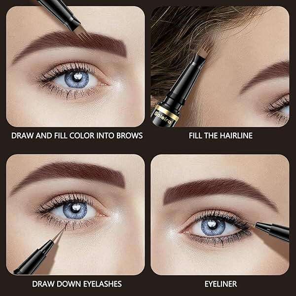 Eyebrow Pen, Soleira Waterproof Eyebrow Pencil with 4 Tip Microblading Eyebrow Pen and Dual-ended Eyebrows Brush, for Natural-Looking Brows, Long-Lasting, Blonde - Image 7