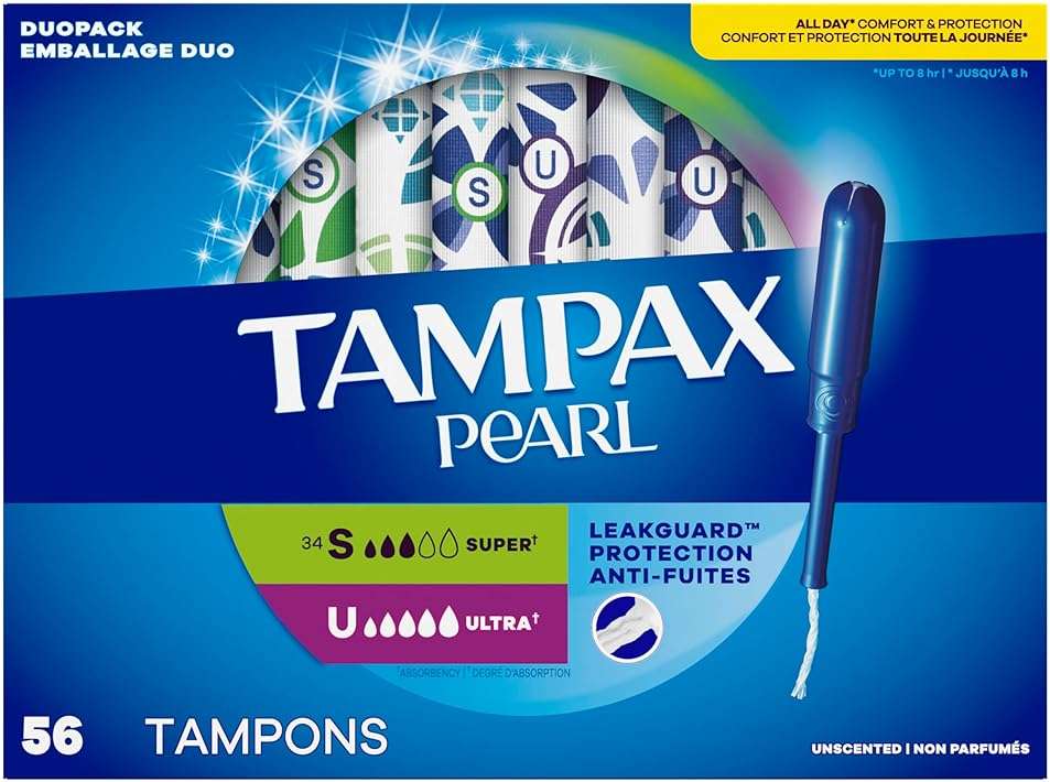 Tampax Pearl Tampons for Women Multipack, with LeakGuard Braid, Super/Ultra Absorbency, Unscented, 56 Count - Image 13