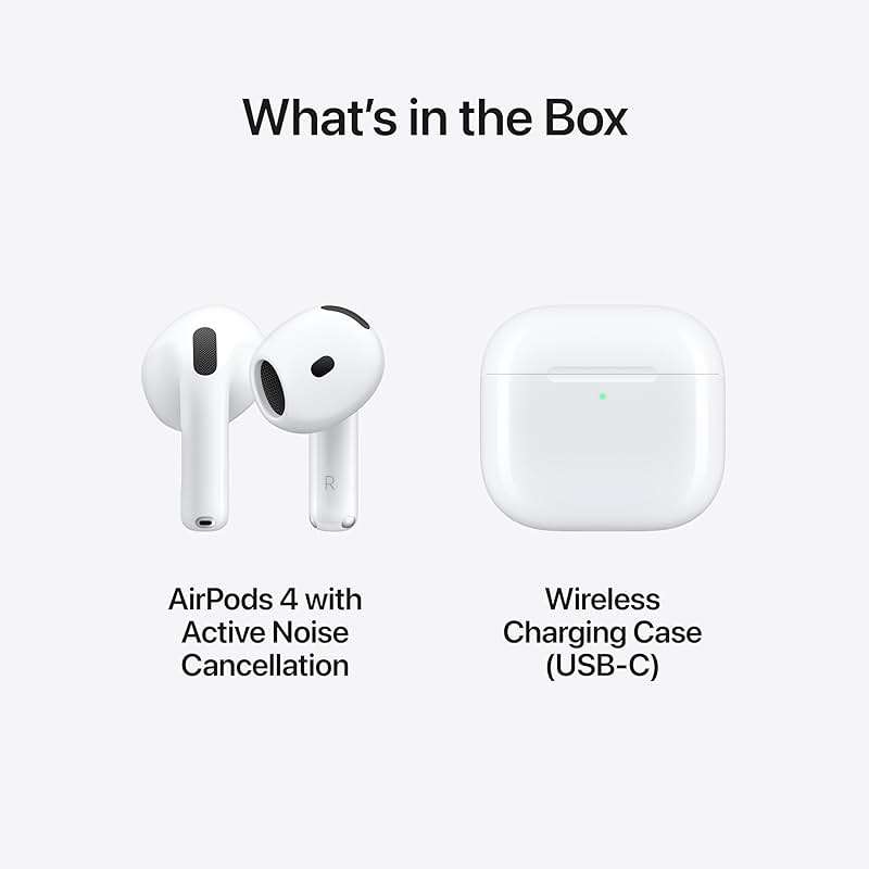 Apple AirPods 4 Wireless Earbuds, Bluetooth Headphones, with Active Noise Cancellation, Adaptive, Transparency Mode, Personalized Spatial Audio, USB-C Charging Case, Wireless Charging, H2 Chip - Image 6