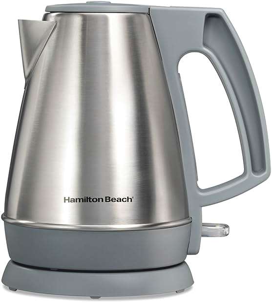 Hamilton Beach 1 Liter Electric Kettle, Water Boiler & Heater, Fast 1500 Watts, BPA Free Interior, Cordless Serving, Auto-Shutoff and Boil-Dry Protection, Cord Wrap, Stainless Steel (41065) - Image 1