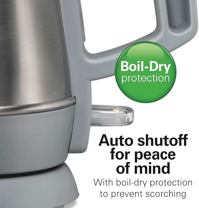 Hamilton Beach 1 Liter Electric Kettle, Water Boiler & Heater, Fast 1500 Watts, BPA Free Interior, Cordless Serving, Auto-Shutoff and Boil-Dry Protection, Cord Wrap, Stainless Steel (41065) - Image 5