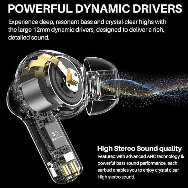 TOZO Hybrid Active Noise Cancelling Wireless Earbuds with 6 Mics AI Clear Call Ear Buds 68H Playtime with LED Display 32 Preset EQs via APP Bluetooth 5.3 IPX8 Waterproof in Ear Headphones - Image 3