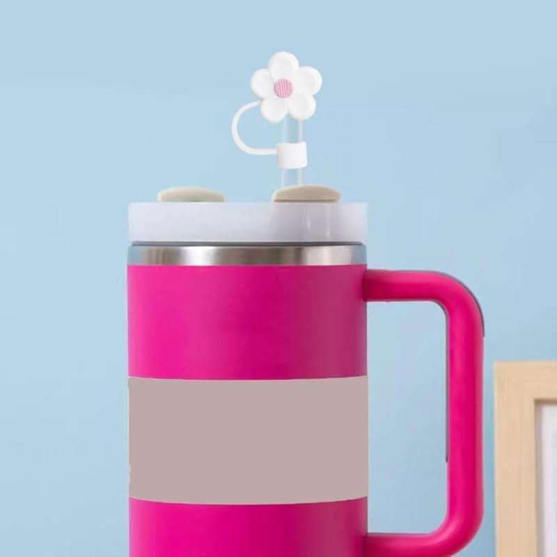 Blue Flower Silicone Straw Cover for Stanley Cup 40&30 Oz Accessories, 10mm Cute Flower Straw Covers Cap for 40 oz Tumblers, Reusable Straw Topper for Tumblers - Image 6