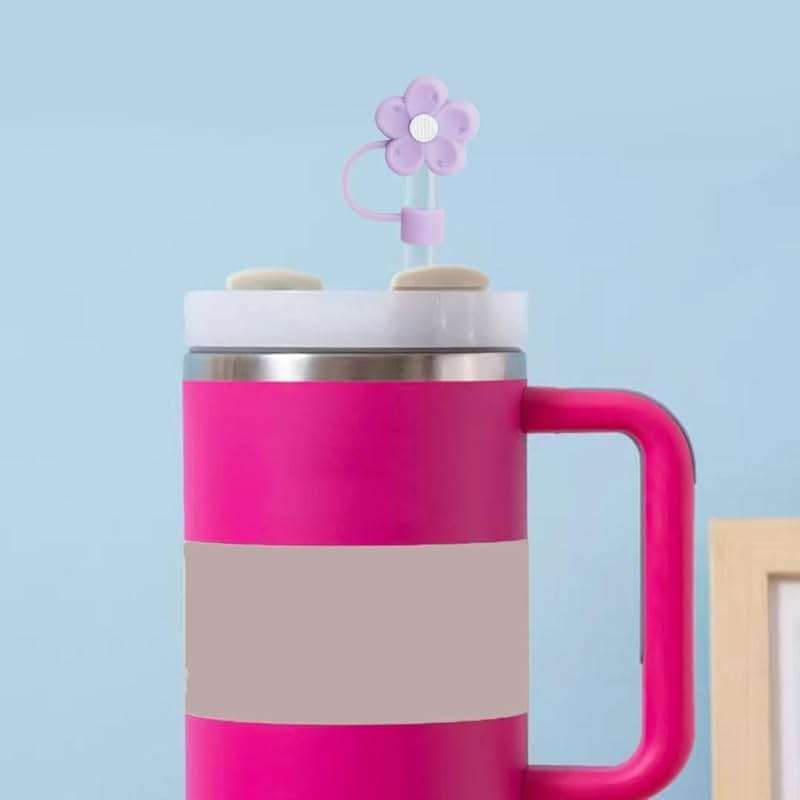 Blue Flower Silicone Straw Cover for Stanley Cup 40&30 Oz Accessories, 10mm Cute Flower Straw Covers Cap for 40 oz Tumblers, Reusable Straw Topper for Tumblers - Image 7