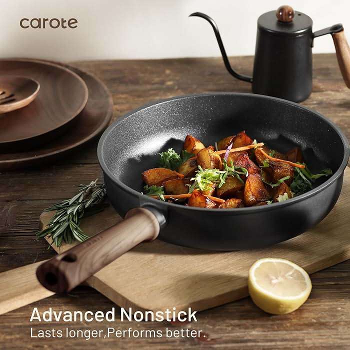 CAROTE Nonstick Pots and Pans, Induction Titanium Cookware Set 16pcs Kitchen Cooking Sets, Pot and Pan Non Stick w/Frying pan (PFOS, PFOA Free) - Image 2