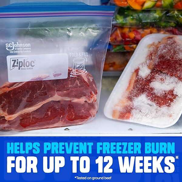 Ziploc Quart Food Storage Freezer Bags, Stand-Up Bottom, Easy to Fill, 60 Count - Image 3