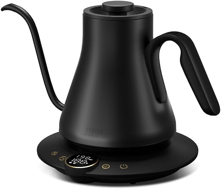INTASTING Electric Kettle, Gooseneck Electric Kettle, ±1℉ Temperature Control, BPA-Free Stainless Steel Inner, Quick Heating, for Pour Over Coffee, Brew Tea, Boil Hot Water, 1500W/0.9L Dark Grey - Product Image