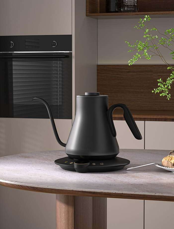 INTASTING Electric Kettle, Gooseneck Electric Kettle, ±1℉ Temperature Control, BPA-Free Stainless Steel Inner, Quick Heating, for Pour Over Coffee, Brew Tea, Boil Hot Water, 1500W/0.9L Dark Grey - Image 2
