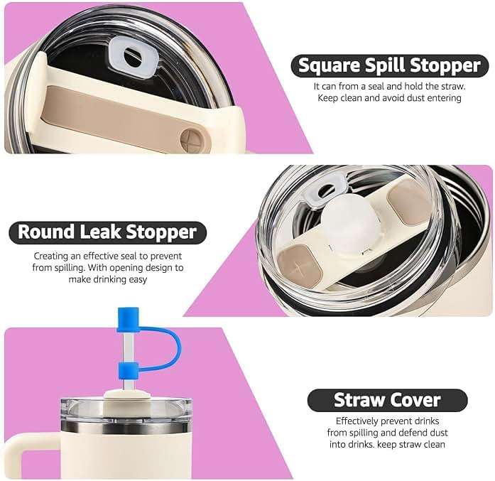 MOLOSLEEVE 21 Colors Straw Toppers Include A Set of Leak-proof Plugs, for Stanley Straw Covers Cap for Stanley Cup 2.0 30oz, 40oz, Silicone, Dust-Proof (Blue) - Image 4