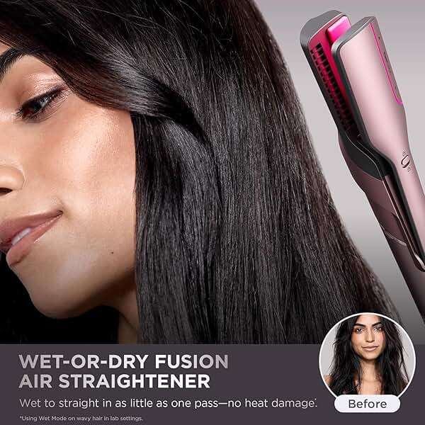 Shark FlexFusion Hair Straightener & Powerful Hair Dryer with Fusion Hair Brush, Ceramic Air Styler with Auto-Wrap Curlers & Concentrator, Ceramic Plates, Cosmic Blush HD641S - Image 4