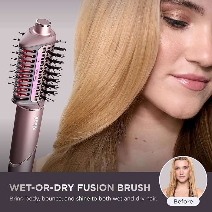 Shark FlexFusion Hair Straightener & Powerful Hair Dryer with Fusion Hair Brush, Ceramic Air Styler with Auto-Wrap Curlers & Concentrator, Ceramic Plates, Cosmic Blush HD641S - Image 6