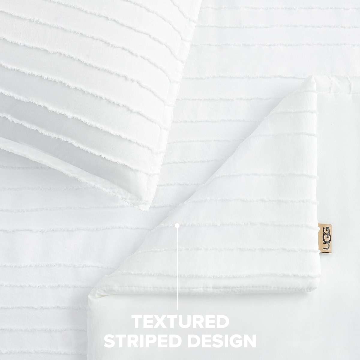 UGG Textured Queen Comforter Set - 3 Piece Striped Reversible Queen Bedding Set with Pillow Shams, Stylish Soft & Luxurious White Bed Set for Home & Bedroom (Full/Queen) - Image 5