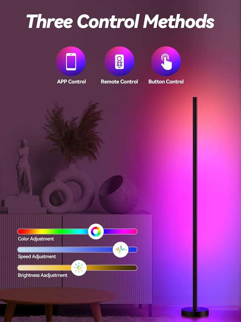Corner Floor Lamp, 2 Pack LED Corner Lamp with App and Remote Control, RGBICW 16 Million DIY Colors & 68+ Scene, Music Sync, Color Changing Smart Ambient Light for Living Rooms, Bedrooms, Gaming Room - Image 3