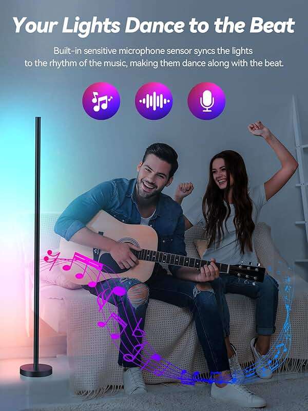 Corner Floor Lamp, 2 Pack LED Corner Lamp with App and Remote Control, RGBICW 16 Million DIY Colors & 68+ Scene, Music Sync, Color Changing Smart Ambient Light for Living Rooms, Bedrooms, Gaming Room - Image 5