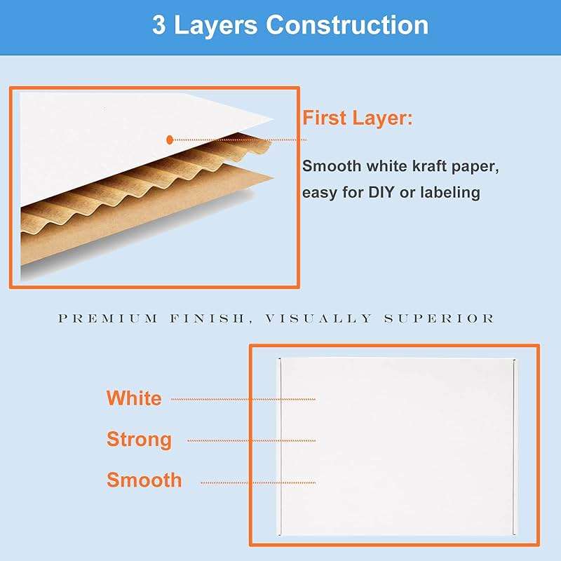 Wowxyz White Shipping Boxes 13x11x3" 20 Pack - Corrugated Cardboard Box Mailers for Small Business, Literature Mailer Packaging Supplies - Image 4