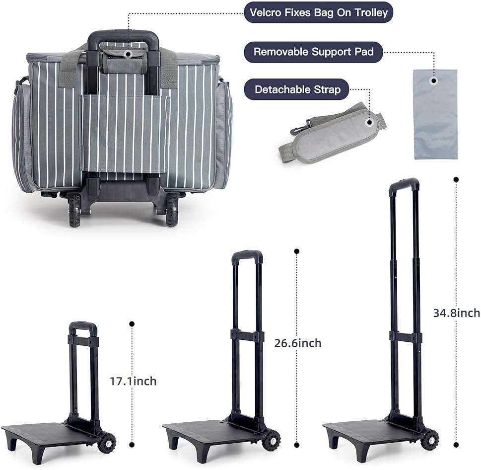 MsJelau Sewing Machine Case with Wheels, Rolling Sewing Machine Carrying Case, Trolley Tote Bag Fits for Most Standard Sewing Machines Like SINGER, Brother and Janome, Grey - Image 4