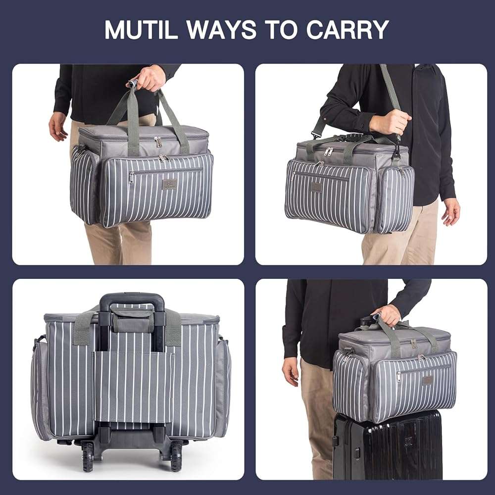 MsJelau Sewing Machine Case with Wheels, Rolling Sewing Machine Carrying Case, Trolley Tote Bag Fits for Most Standard Sewing Machines Like SINGER, Brother and Janome, Grey - Image 7