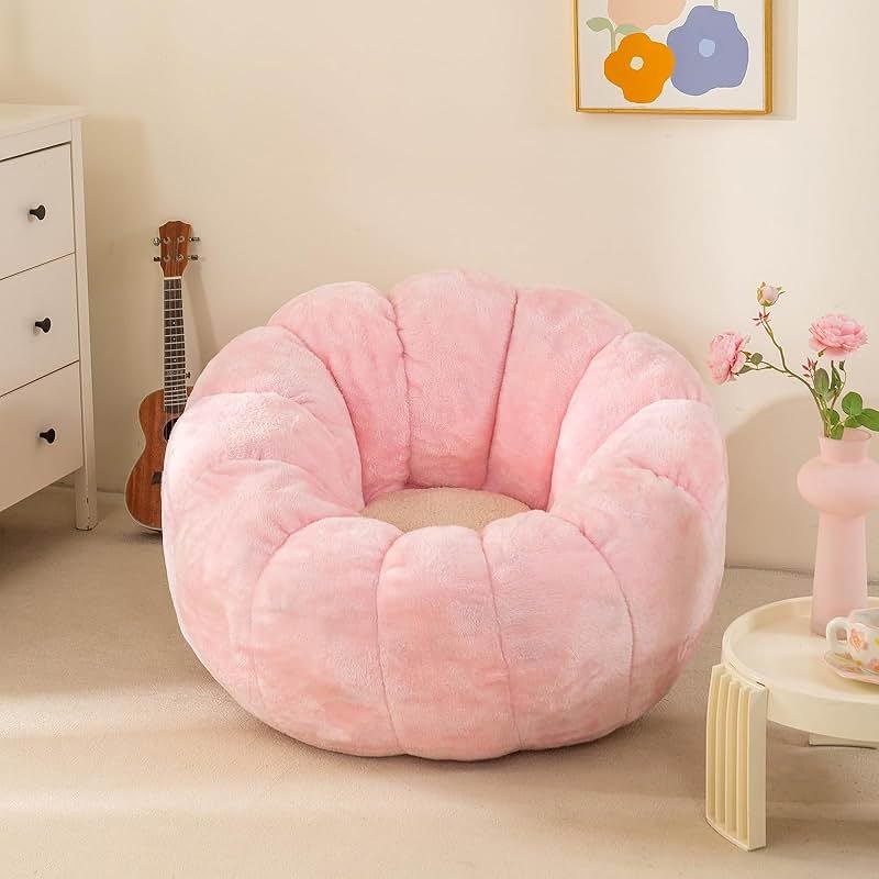 IEVENW Pumpkin Bean Bag Sofa Chair, Bean Bag Chair with Filler for Teens, Kids, Toddler, Comfy and Lazy Sofa for Dorm, Apartment, Living Room and Bedroom, Pink - Product Image
