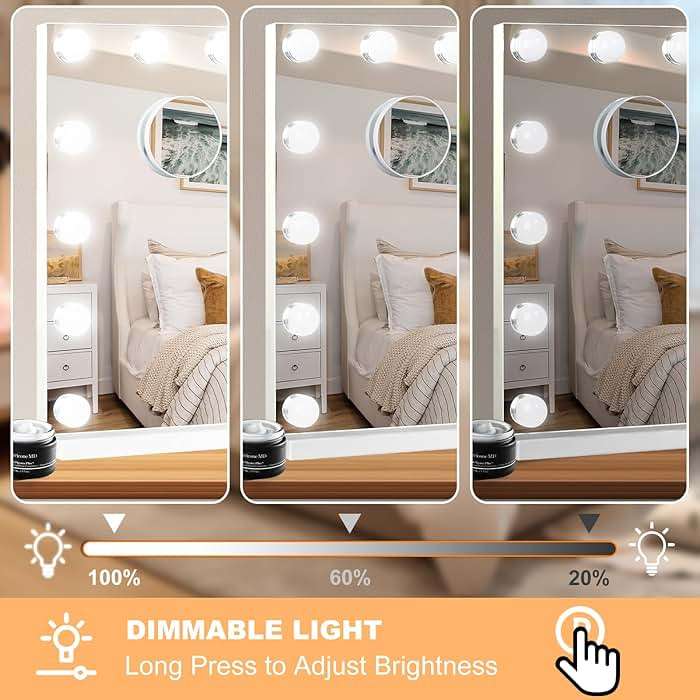 Moonee Vanity Mirror with Lights, Hollywood Lighted Makeup Mirror with 15 Dimmable Bulbs and 10X Magnification, 3 Colors Modes, Aluminum Metal Frame, Light Up Mirror for Tabletop or Wall(23" x 18") - Image 4