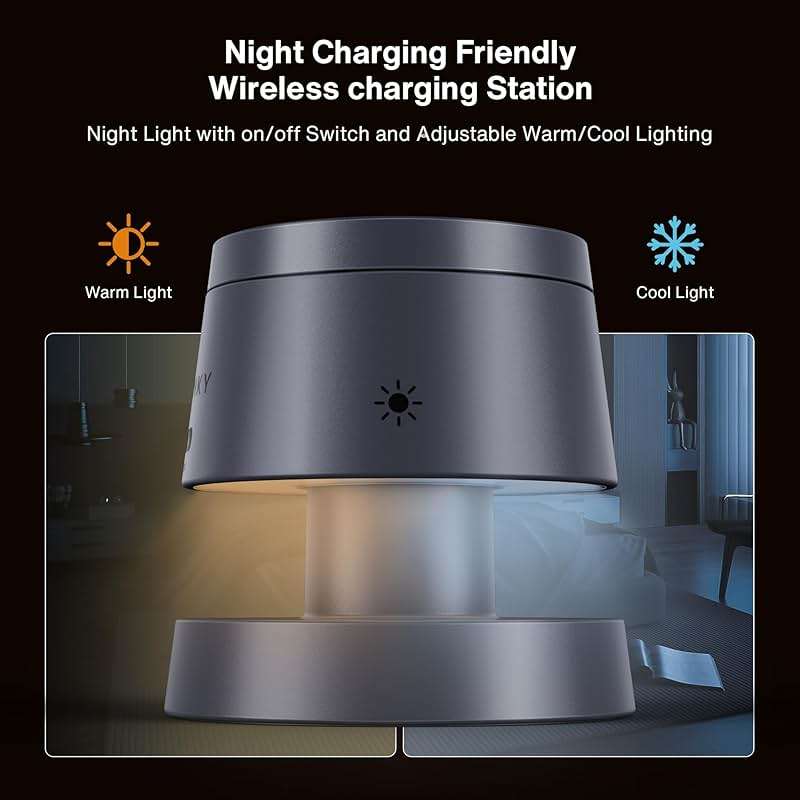 iVANKY Qi2 Certified 3 in 1 Mag-Safe Charger Stand, 15W Fast Magnetic Wireless Charging Station with Night Light for iPhone 17e 17 16 15 14 13 Pro Max, Apple Watch, AirPods 4/3/2/Pro(No AC Adapter) - Image 4