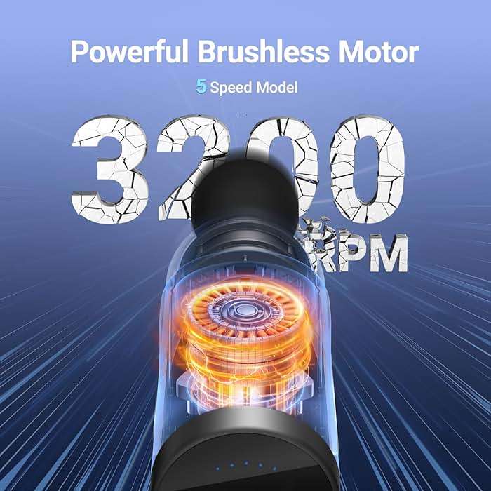 MERACH Pro-Grade Massage Gun, Quiet Massage Gun Deep Tissues, 12MM Percussion Massager Tools for Muscles Shoulders Legs Body Pain Relief, Handheld Massager with 6 Heads & 5 Speeds, Gift for Him - Image 3