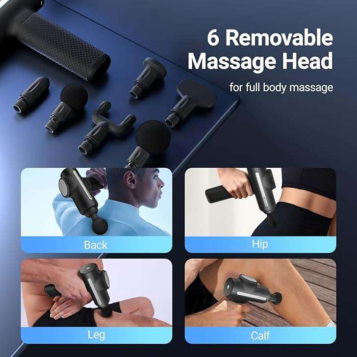 MERACH Pro-Grade Massage Gun, Quiet Massage Gun Deep Tissues, 12MM Percussion Massager Tools for Muscles Shoulders Legs Body Pain Relief, Handheld Massager with 6 Heads & 5 Speeds, Gift for Him - Image 6
