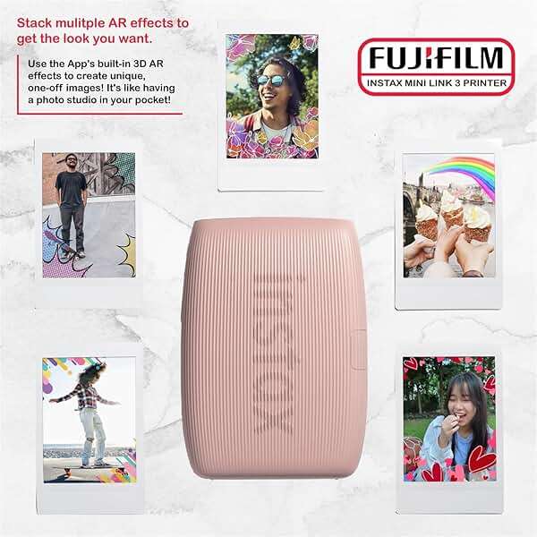 FUJIFILM INSTAX Mini Link 3 Smartphone Printer Bundle with Fujifilm Instax Mini Film (20 Sheets), Hanging Photo Frames, Table top Photo Frame for Mini Film (Rose Pink) - Image 4