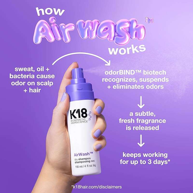 K18 AirWash™ Dry Shampoo, Non-Aerosol, Balances Scalp & Controls Excess Oil Production - Image 5