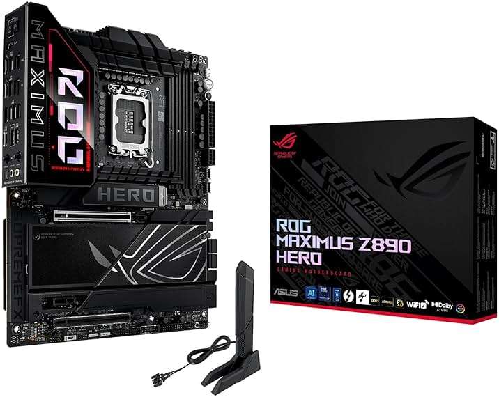 ASUS ROG Maximus Z890 Hero Intel® Z890 LGA 1851 ATX Motherboard, Advanced AI PC-Ready, 22+2+1+2 Stages, DDR5, WiFi 7, 3X PCIe® 5.0 M.2, Thunderbolt™ 4, USB Type-C®, AI Overclocking/Cooling/Networking - Image 1