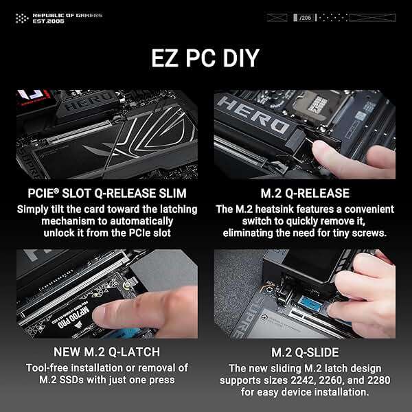 ASUS ROG Maximus Z890 Hero Intel® Z890 LGA 1851 ATX Motherboard, Advanced AI PC-Ready, 22+2+1+2 Stages, DDR5, WiFi 7, 3X PCIe® 5.0 M.2, Thunderbolt™ 4, USB Type-C®, AI Overclocking/Cooling/Networking - Image 5