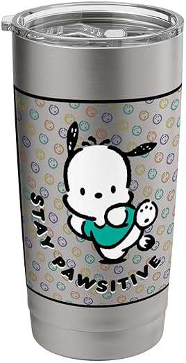 Pochacco Stay Paw-sitive Positive Good Energy Fun Vibes Stainless Steel Insulated Tumbler - Image 1