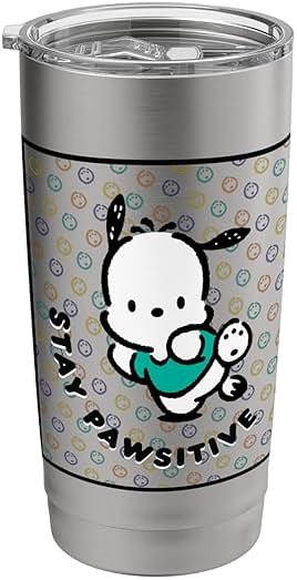 Pochacco Stay Paw-sitive Positive Good Energy Fun Vibes Stainless Steel Insulated Tumbler - Product Image